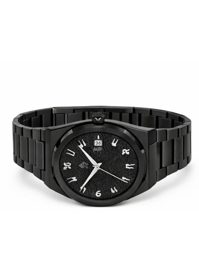 FG UNITED Mens Thin Design Black Dial Stainless Steel Arabic Numeric Watch 41mm - FG7004 - Image 4